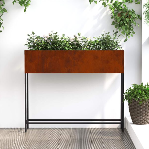 vidaXL Raised Garden Planter Rusty 100 x 26 x 82 cm Weathering Steel