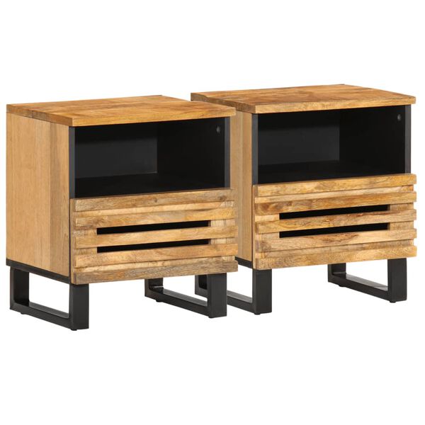 vidaXL Bedside Cabinets 2 pcs 40x33x46 cm Solid Wood Rough Mango