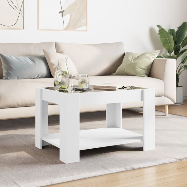 vidaXL Coffee Table with LED White 73x53x45 cm Engineered Wood