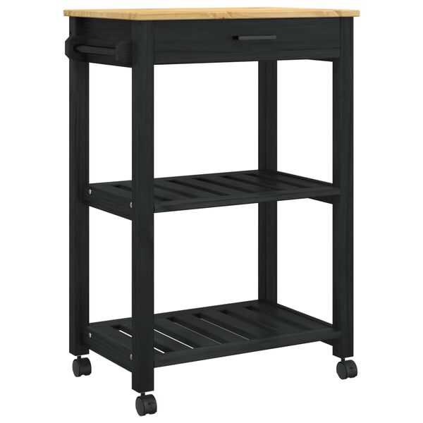 vidaXL Kitchen Trolley Plain Black 88.5 x 40 x 60 cm