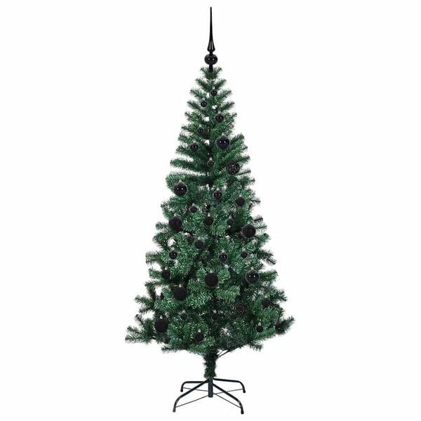 vidaXL Artificial Pre-lit Christmas Tree Green 150 cm PVC and Metal