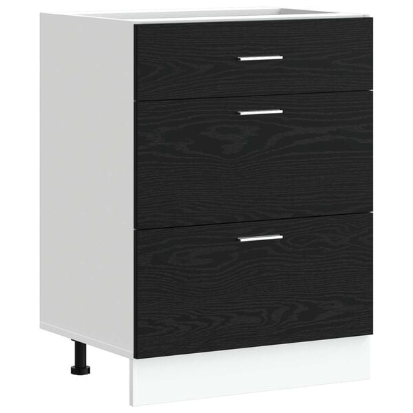 vidaXL Kitchen Base Cabinet with Drawer Black Oak 60 x 46 x 81.5 cm