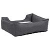 vidaXL Dog Bed Grey and White 110.5x80.5x26 cm Linen Look Fleece