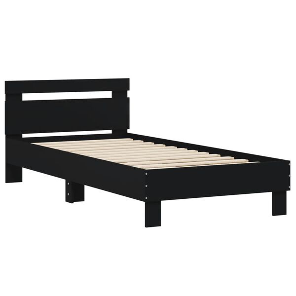 vidaXL Bed Frame without Mattress with Headboard Black 90x200 cm
