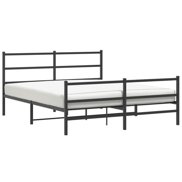 vidaXL Metal Bed Frame without Mattress with Footboard&nbsp;Black 160x200cm
