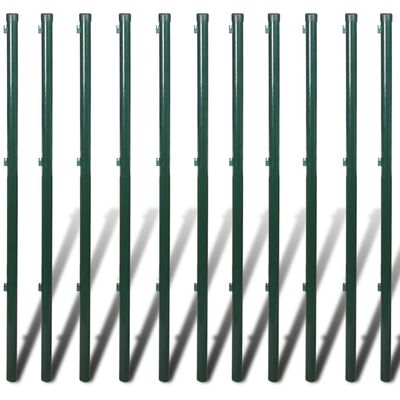 vidaXL Chain Link Fence with Posts Steel 1.5x25 m Green