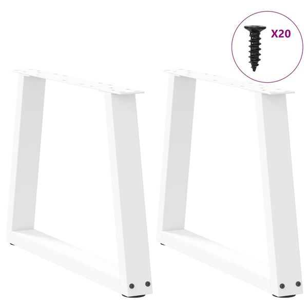 vidaXL Coffee Table Legs V-Shape 2 pcs White 50x(42-43.3) cm Steel