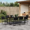 vidaXL Garden Dining Set with Cushion 9 pcs Black Poly Rattan