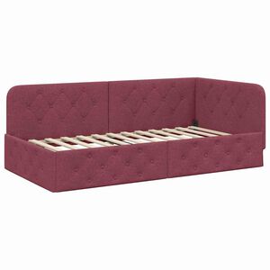 vidaXL Corner Bed Frame with Headboard Wine Red 90 x 200 cm Fabric