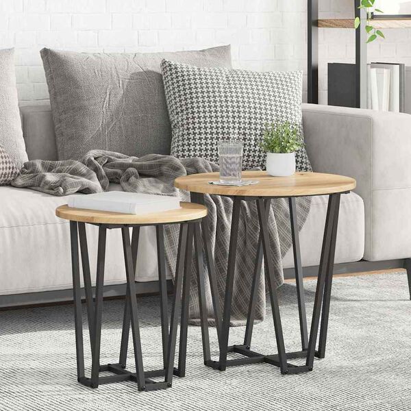 vidaXL Side Table Set 2 pcs Artisan Oak and Black