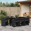 vidaXL Garden Dining Set with Cushion 9 pcs Black Poly Rattan
