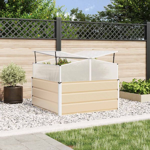 vidaXL Planter Ivory 100 x 100 x 77 cm Galvanised Steel