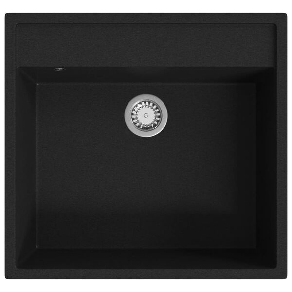 vidaXL Kitchen Sink with Overflow Hole Black Granite