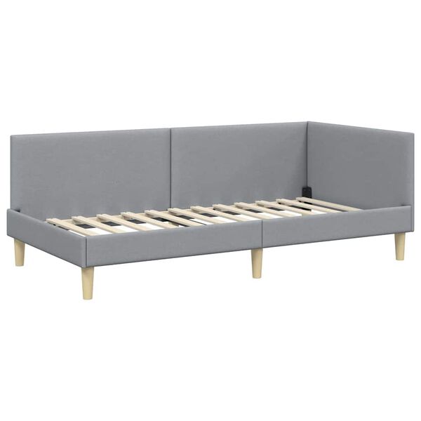 vidaXL Corner Bed Frame Light Grey 100 cm x 200 cm Velvet
