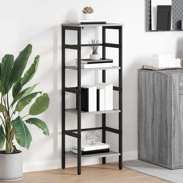 vidaXL Bookshelf Grey Sonoma 40 x 29.5 x 115 cm Engineered Wood