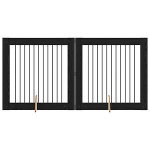 vidaXL Dog Gate with Stands 2 pcs Black Oak 100 x 100 cm
