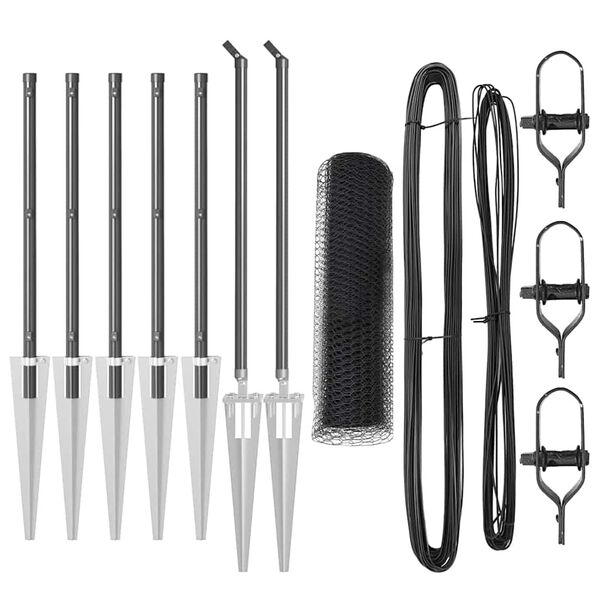 vidaXL Fence Post Grey 10 x 0.5 m (25 mm mesh) Steel and PVC