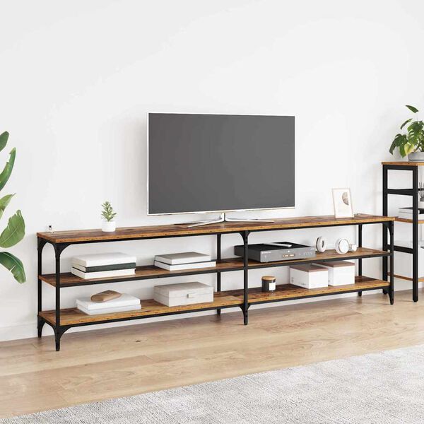 vidaXL TV Cabinet Old Wood 200 x 30 x 50 cm Engineered Wood and Iron
