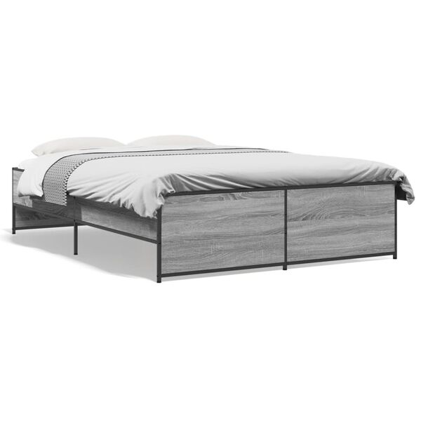 vidaXL Bed Frame without Mattress Grey Sonoma 135x190 cm Double