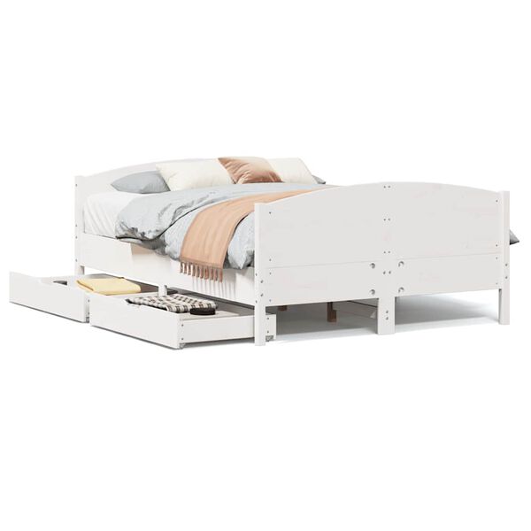 vidaXL Bed Frame without Mattress White 140x200 cm Solid Wood Pine