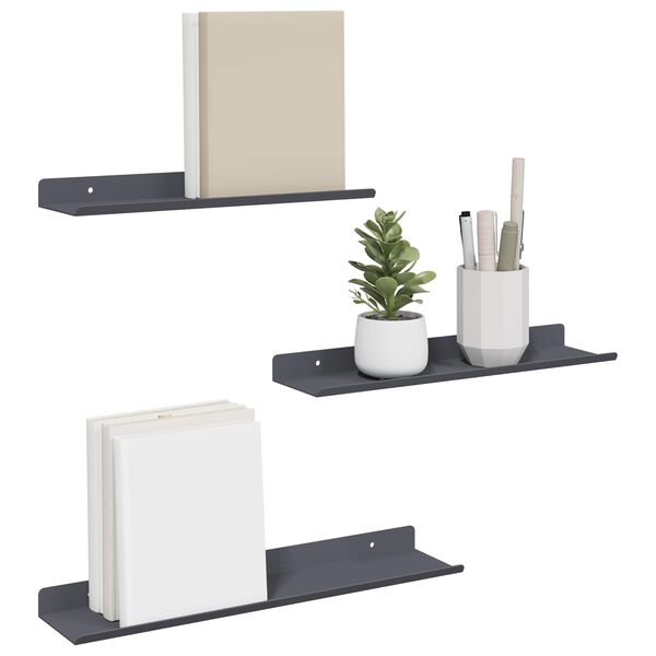 vidaXL Floating Shelf 3 pcs Anthracite 40 x 9 x 2.5 cm Steel
