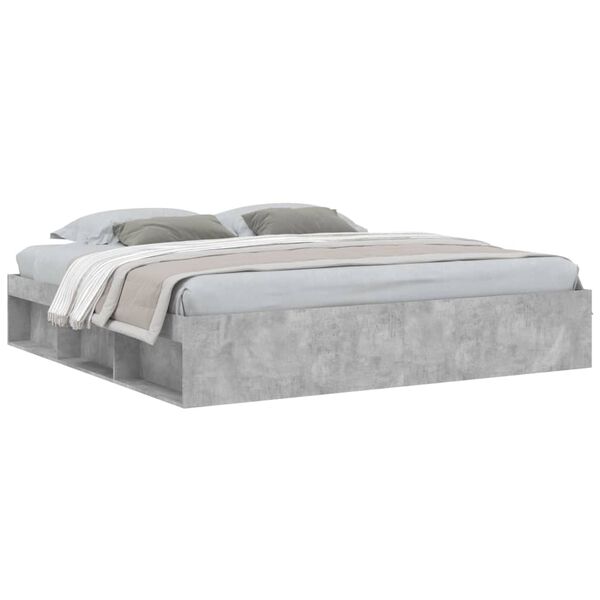 vidaXL Bed Frame without Mattress Concrete Grey 200x200 cm