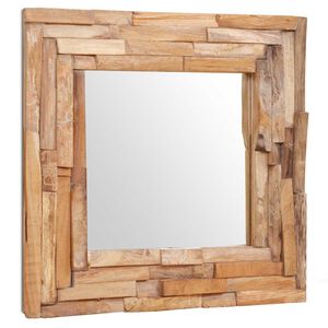 vidaXL Decorative Mirror | Brown | Teak, Glass | Medium | Decorative Inlays