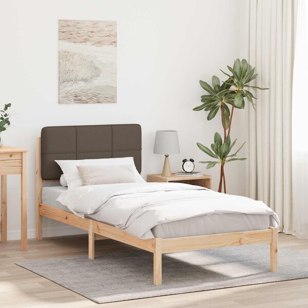vidaXL Bed Frame with Upholstered Headboard Taupe 100 x 200 cm