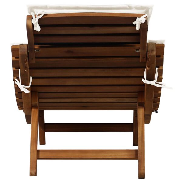 vidaXL Sun Lounger with Cream Cushions Solid Wood Acacia
