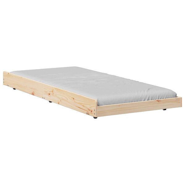 vidaXL Bed Frame Natural 100 x 200 cm Solid Pine Wood