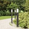 vidaXL Bollard Lights with Sensor&Outlet 3 pcs 80 cm Black IP44