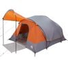 vidaXL Family Tent Tunnel 8-Person Grey and Orange Waterproof