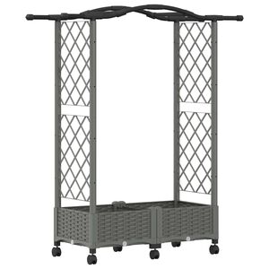 vidaXL Raised Bed with Trellis and Roof Light Grey 124 x 40 x 129 cm