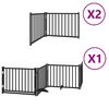 vidaXL Dog Gate with Door Foldable 8 Panels Black 640 cm Poplar Wood