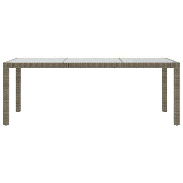 vidaXL Garden Table Grey 190x90x75 cm Tempered Glass and Poly Rattan