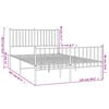 vidaXL Metal Bed Frame without Mattress with Footboard White 120x200cm