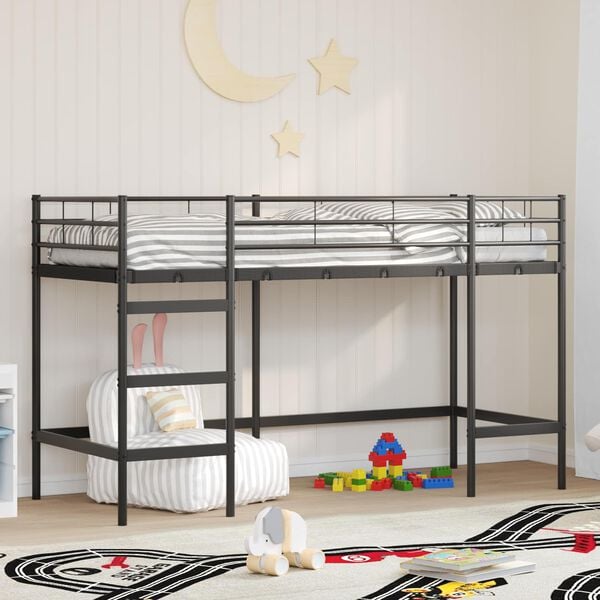 vidaXL Kids'Loft Bed Frame Black 74.5 x 190 cm Steel