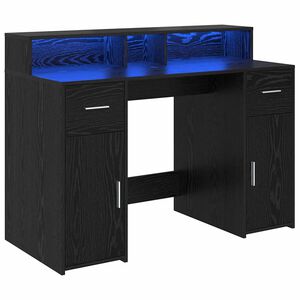vidaXL Desk with Drawer Black oak 120 x 55 x 91 cm Engineered wood