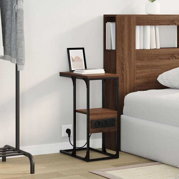 vidaXL Bedside Cabinet Brown oak 41.5 x 26 x 60.5 cm Engineered wood