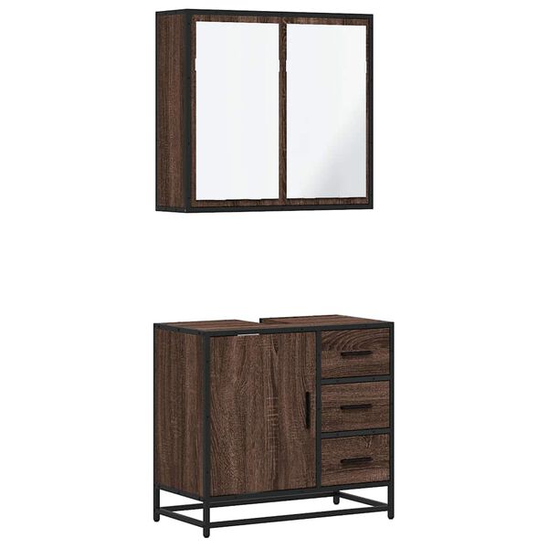 vidaXL 2 Piece Bathroom Furniture Set Brown Oak Engineered Wood
