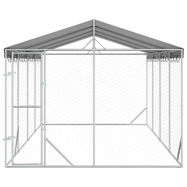 vidaXL Outdoor Dog Kennel with Roof Silver 3x6x2.5 m Galvanised Steel