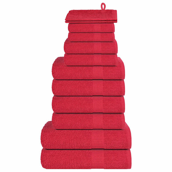 vidaXL 12 Piece Towel Set "FROGN" Red 100% Cotton