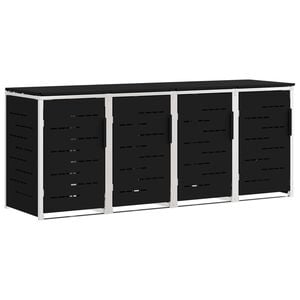 vidaXL Wheelie Bin Storage Black 276 x 77.5 x 112.5 cm Stainless Steel