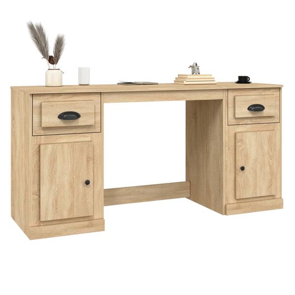vidaXL Desk with Cabinet Sonoma Oak Engineered Wood