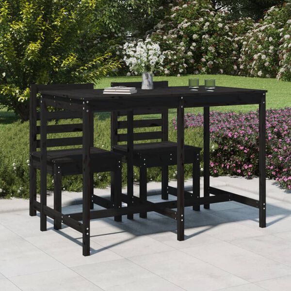 vidaXL Garden Table Black 159.5x82.5x110 cm Solid Wood Pine