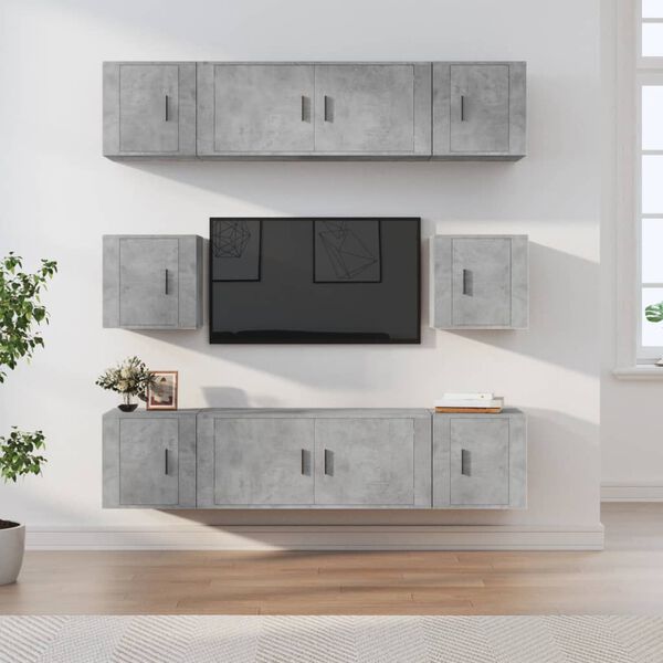vidaXL 8 Piece TV Cabinet Set Concrete Grey Engineered Wood