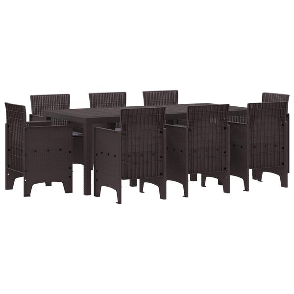 vidaXL Garden Dining Set 9 pcs Brown Polypropylene