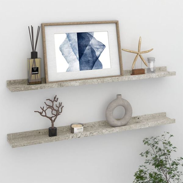 vidaXL Wall Shelves 2 pcs Concrete Grey 80x9x3 cm