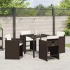 vidaXL Garden Dining Set with Cushion 5 pcs Brown Poly Rattan