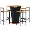 vidaXL 5 Piece Garden Bar Set Black Poly Rattan&Solid Wood Acacia